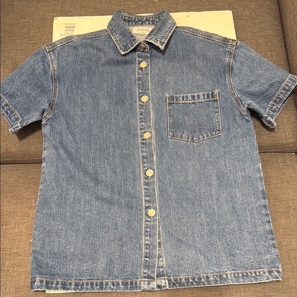 Parke Denim Short Sleeve Button-Up Shirt.